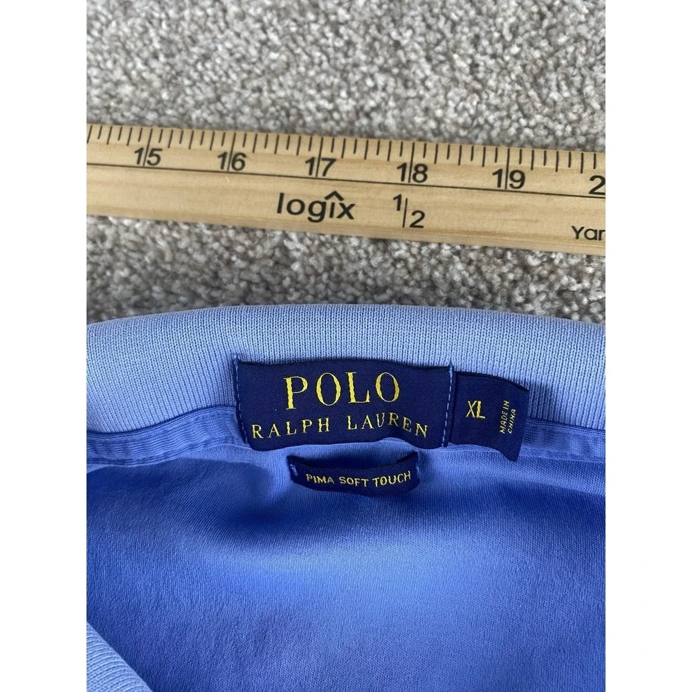 Polo Ralph Lauren Blue Pima Soft Touch Cotton Polo Mens XL Classic Flesh Pony‎